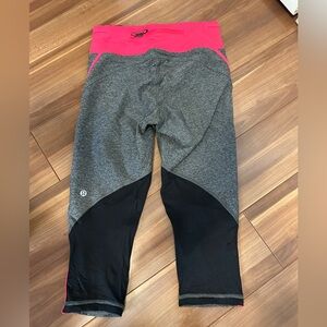 lululemon athletica Gray, Black & Pink Colorblock Leggings